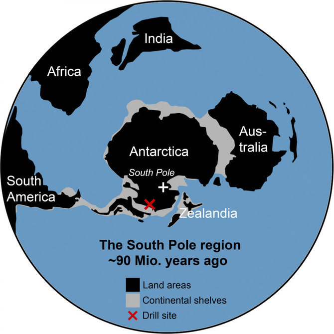 „Scanpix“ nuotr./Gręžinių ėmimo vieta prieš 90 mln. metų buvo gerokai arčiau Pietų Ašigalio