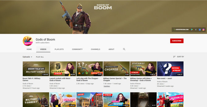 „Gods of Boom“ Youtube paskyra papuošta naujausiu, lygiu logo, tačiau laidų vedėjai vis dar vilki senesnį.
