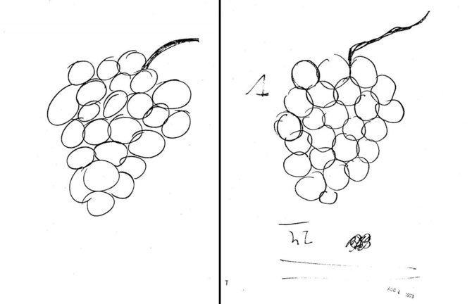 CŽA išslaptintų dokumentų archyvo iliustr./U.Gelleris, turėjęs atkartoti kito žmogaus piešinį, savo piešinį (dešinėje) nupiešė nežinodamas, kas nupiešta kairiajame