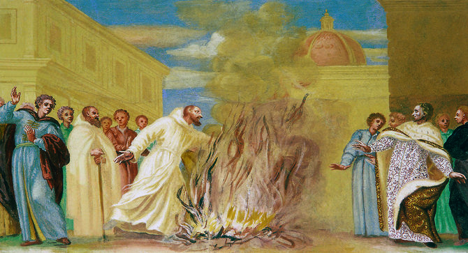 A. Baltėno nuotr./Šv. Bonifaco išbandymas ugnimi. Pažaislio vienuolyno XVII a. freska