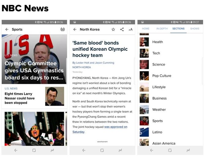 Google Play Store iliustr./„NBC News“ žinių tarnybos programėlė
