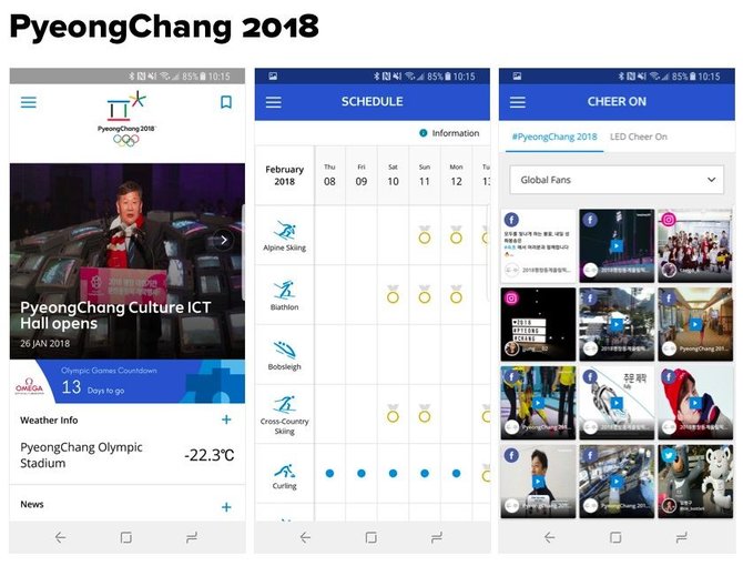 Google Play Store iliustr./Oficiali 2018 Pjongčango Olimpinių žaidynių programėlė 