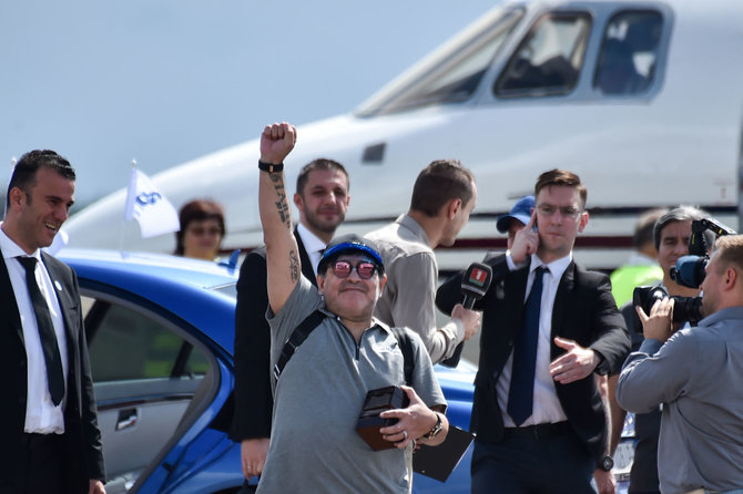 „Scanpix“ nuotr./Diego Maradona atskrido į Baltarusiją.
