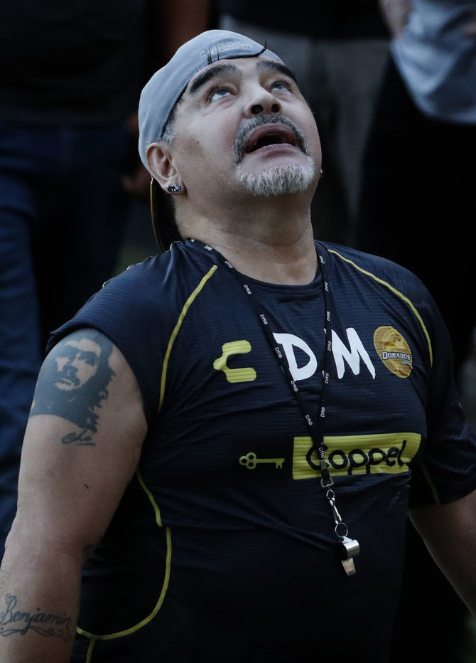 „Scanpix“ nuotr./Diego Maradona pirmoje treniruotėje Meksikoje