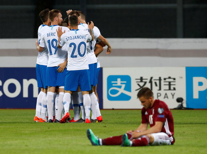 „Scanpix“ nuotr./Latvijos futbolo rinktinė namie pralaimėjo Slovėnijai 0:5.