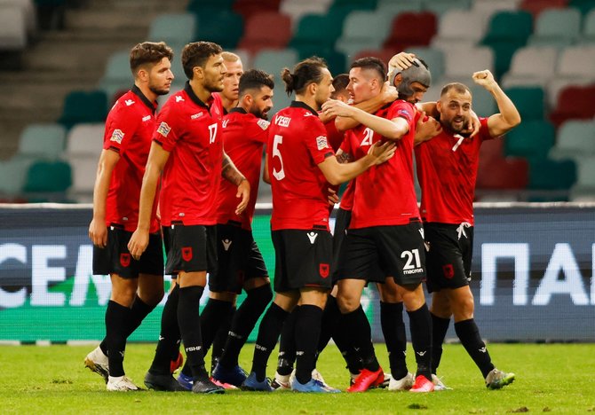 „Scanpix“ nuotr./Albanijos futbolo rinktinė Tautų lygos varžybas pradėjo pergale 2:0 Minske.