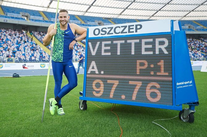 AFP/„Scanpix“ nuotr./Johannesas Vetteris Lenkijoje ietį numetė 97,76 m.