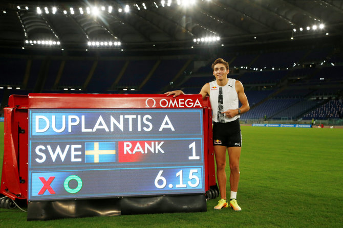 „Reuters“/„Scanpix“ nuotr./Armandas Duplantis pasiekė pasaulio rekordą.