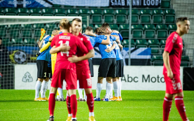 Eero Vabamagli/Postimees.ee nuotr./Lietuvos ir Estijos futbolo rinktinių mačas Taline baigėsi lietuvių pergale 3:1.