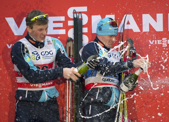 „Scanpix“ nuotr./Nikolajus Chebotko (dešinėje) yra laimėjęs pasaulio čempionato bronzą komandiniame sprinte.
