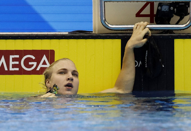 „Scanpix“ nuotr./Rūta Meilutytė pasaulio plaukimo čempionate Fukuokoje.