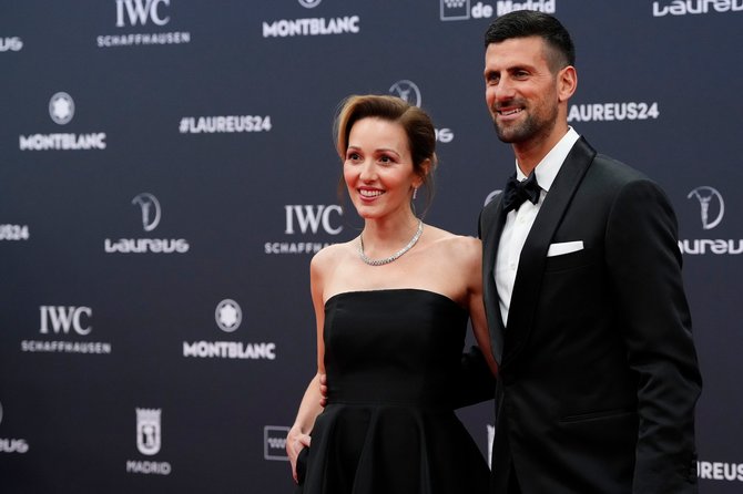 Vida Press nuotr./„The Laureatus“ apdovanojimai Madride: Novakas Džokovičius ir Jelena Džokovič