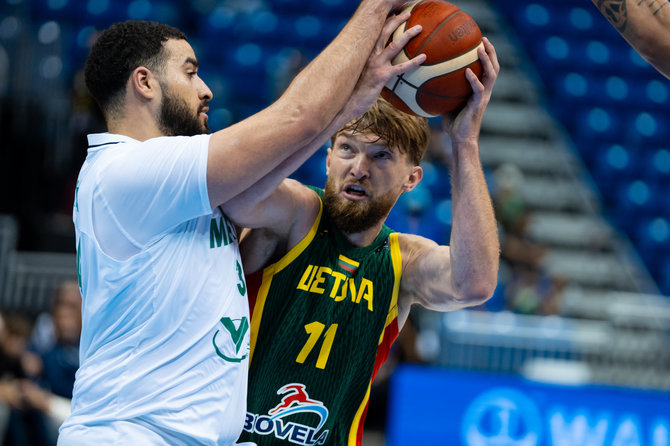 LTU Basketball nuotr./Olimpinis krepšinio atrankos turnyras Lietuvos komandai prasidėjo pergale prieš Meksiką. Domantas Sabonis