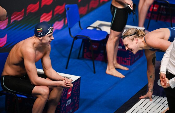„LTU Aquatics"/Dariaus Kibirkščio nuotr./Mantas Kaušpėdas ir Rūta Meilutytė