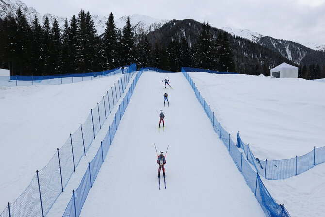 „Scanpix“ nuotr./Anterselva ruošiasi biatlono olimpinėms varžyboms.
