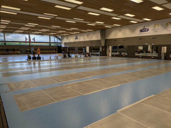 Kęsto Rimkaus nuotr./INSEP – Prancūzijos sporto čempionų kalvė. Fechtavimo salė