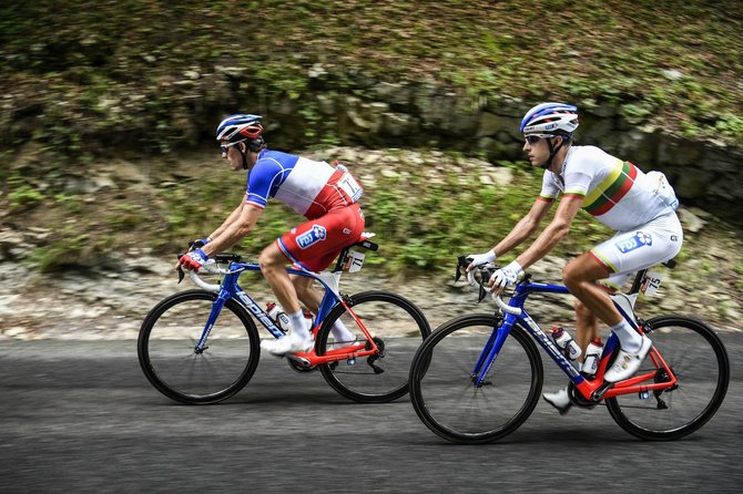„Scanpix“ nuotr./„Tour de France“ lenktynių akimirka – Arnaud Demare ir Ignatas Konovalovas