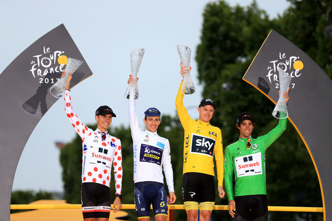 „Scanpix“ nuotr./Chrisas Froome'as triumfavo „Tour de France“ dviračių lenktynėse.