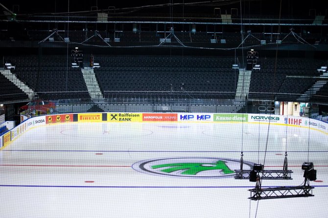 Karolio Kavolėlio nuotr./Kauno „Žalgirio“ arena parengta ledo ritulio turnyrui.