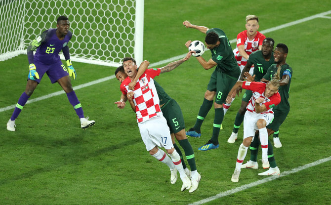 „Scanpix“ nuotr./Luka Modričius pelnė antrą Kroatijos rinktinės įvartį rungtynėse su Nigerija.