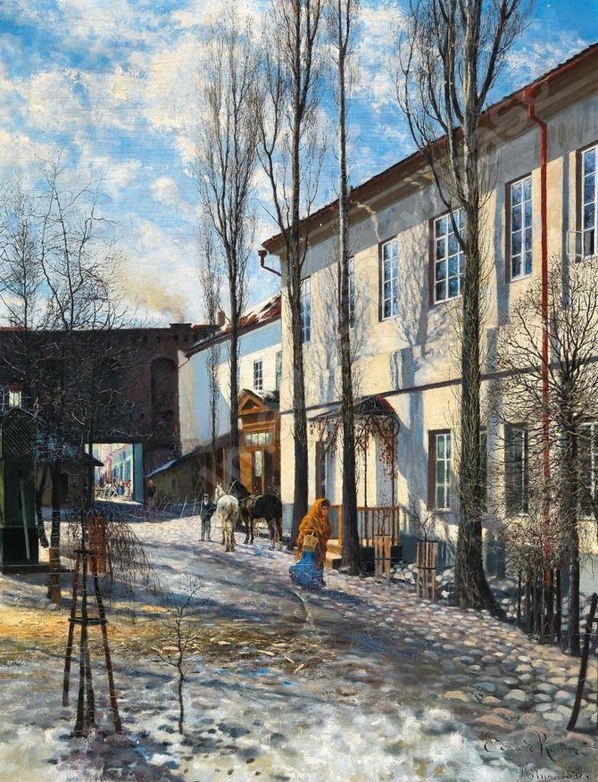 Vilniaus aukciono / „Facebook“ nuotr./Edward Mateusz RÖMER (1848-1900) Frühjahr in Wilno