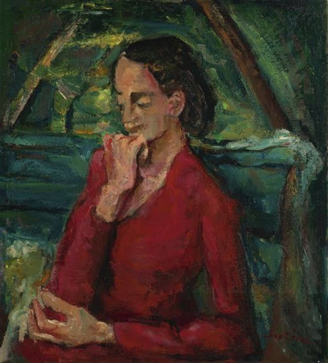 Vilniaus aukciono / „Facebook“ nuotr./Chaïm SOUTINE (1894-1943) Femme en rouge assise sur un banc, c.1942