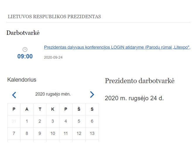 15min nuotr./Prezidento darbotvarkės