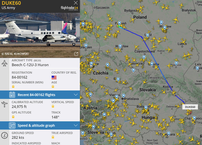 Flightradar24.com inf./„Beechcraft C-12 Huron“ lėktuvas