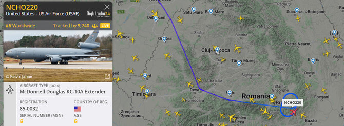 Flightradar24.com inf./„McDonnell Douglas KC-10 Extender“ lėktuvas