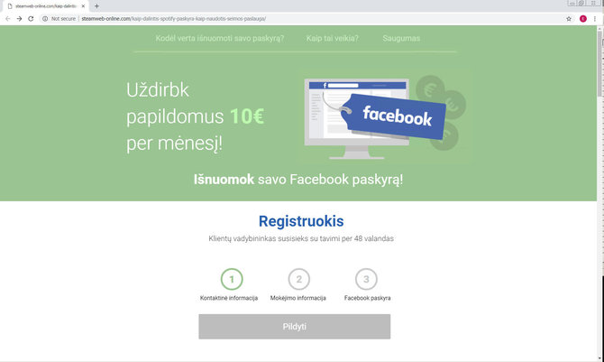 15min nuotr./Plinta apgaulingi siūlymai užsidirbti išnuomojant socialinio tinklo paskyrą