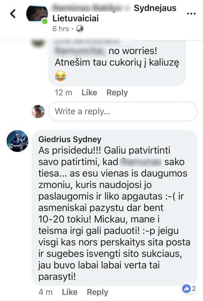 „Facebook“ nuotr./Socialiniame tinkle skundžiamasi dėl grasinimų teismais