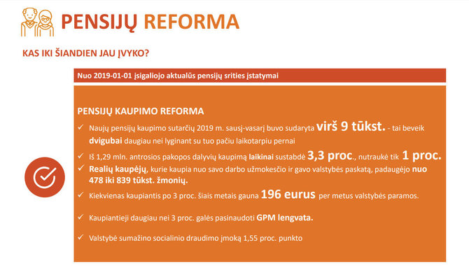 lrv.lt informacija/Pensijų reformos rezultatai, pristatyti Vyriausybėje