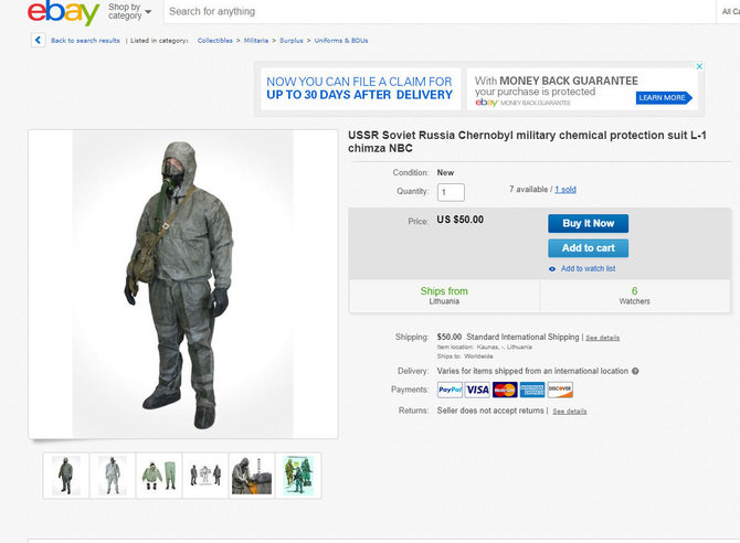 ebay.com/zone_zero nuotr./Tas pats anoniminis pardavėjas siūlo įsigyti ir nepanaudotų likvidatorių kostiumų