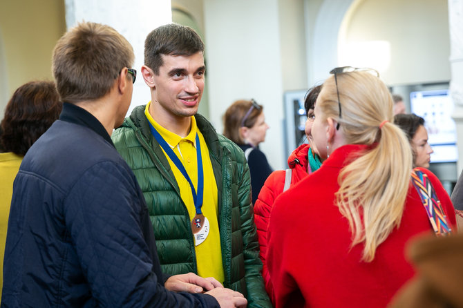 Žygimanto Gedvilos / 15min nuotr./Lietuvos golbolo rinktinės sutiktuvės