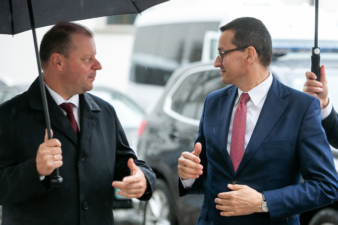 Žygimanto Gedvilos / 15min nuotr./Saulius Skvernelis ir Mateuszas Morawieckis