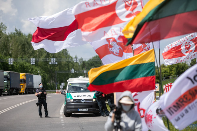 Žygimanto Gedvilos / 15min nuotr./Baltarusijos pasienyje Medininkuose – protestas