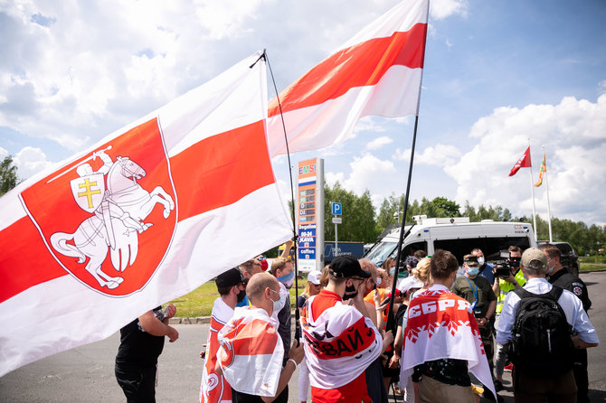 Žygimanto Gedvilos / 15min nuotr./Baltarusijos pasienyje Medininkuose – protestas