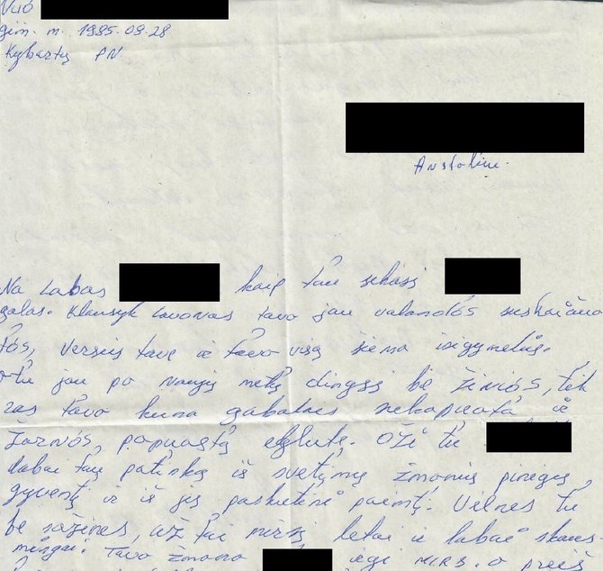 Lietuvos antstolių rūmų nuotr./Laiškas antstoliui su grasinimu gyvybei iš Kybartų pataisos namų