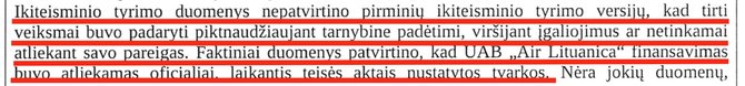 Artūro Zuoko nuotr./Generalinės prokuratūros nutarimo ištraukos dėl „Air Lituanica“