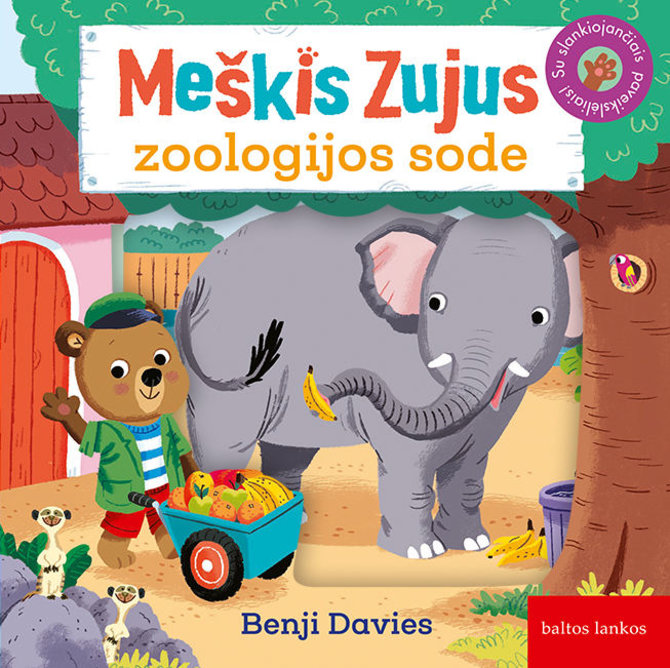 Knygos viršelis/Benji Davies „Meškis Zujus zoologijos sode“