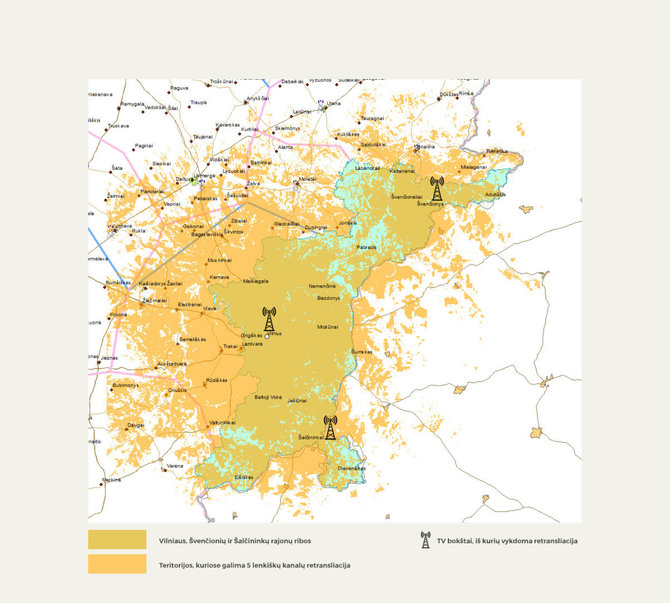 LRV nuotr./Lenkijos televizijos transliacijų aprėpties žemėlapis
