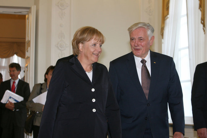 Irmanto Gelūno/ 15min nuotr./Angela Merkel ir Valdas Adamkus Lietuvoje 2008 metais