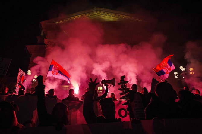AFP/„Scanpix“ nuotr./Protestus Serbijoje