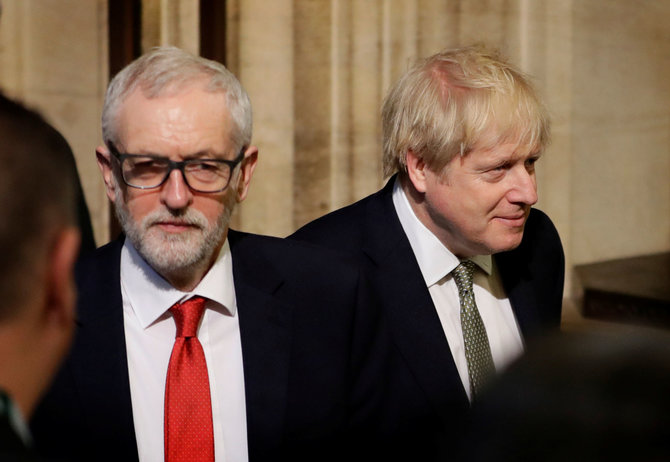 „Reuters“/„Scanpix“ nuotr./Jeremy Corbynas, Borisas Johnsonas