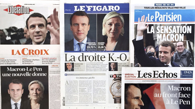 TT NYHETSBYRÅN/Prancūzijos dienraščiai po prezidento rinkimų. 
