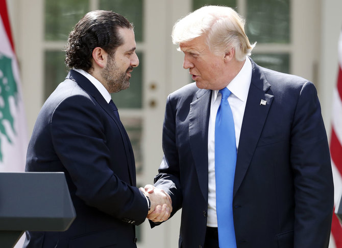 „Scanpix“/AP nuotr./Saadas Hariri ir Donaldas Trumpas