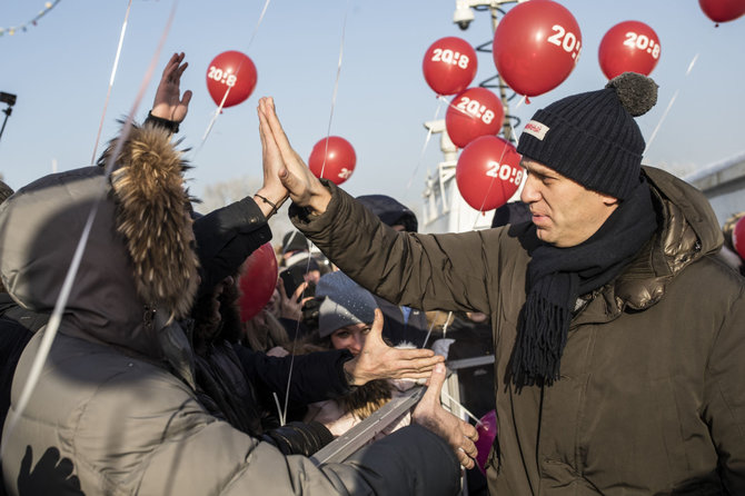 „Scanpix“/AP nuotr./Aleksejus Navalnas Novokuznecke