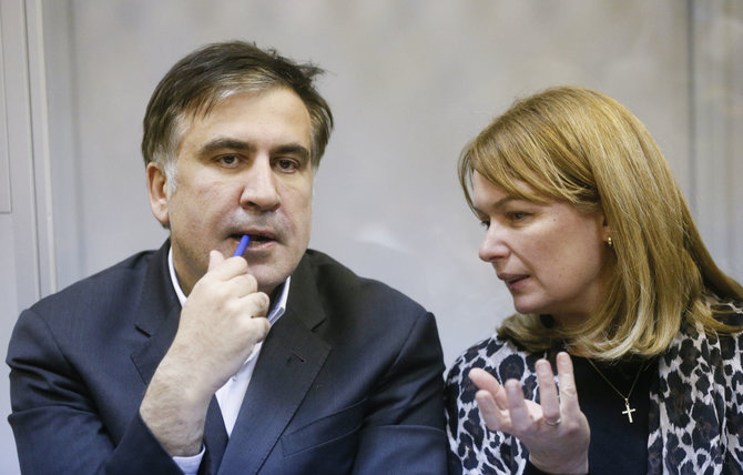 „Reuters“/„Scanpix“ nuotr./Michailas Saakašvilis ir Sandra Roelofs