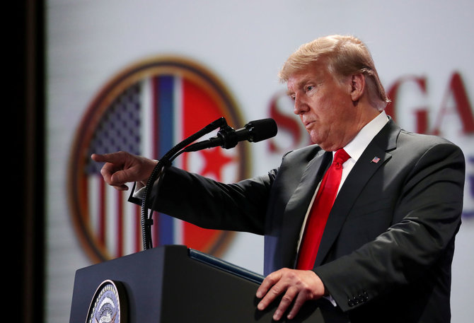 „Reuters“/„Scanpix“ nuotr./Donaldo Trumpo spaudos konferencija