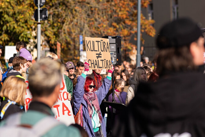 Roberto Riabovo / BNS nuotr./Kultūros bendruomenės protestas prieš kandidatą į kultūros ministrus